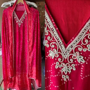 Soft muslin bandej printed Shirt ombre shaded with beautiful hand embroidered