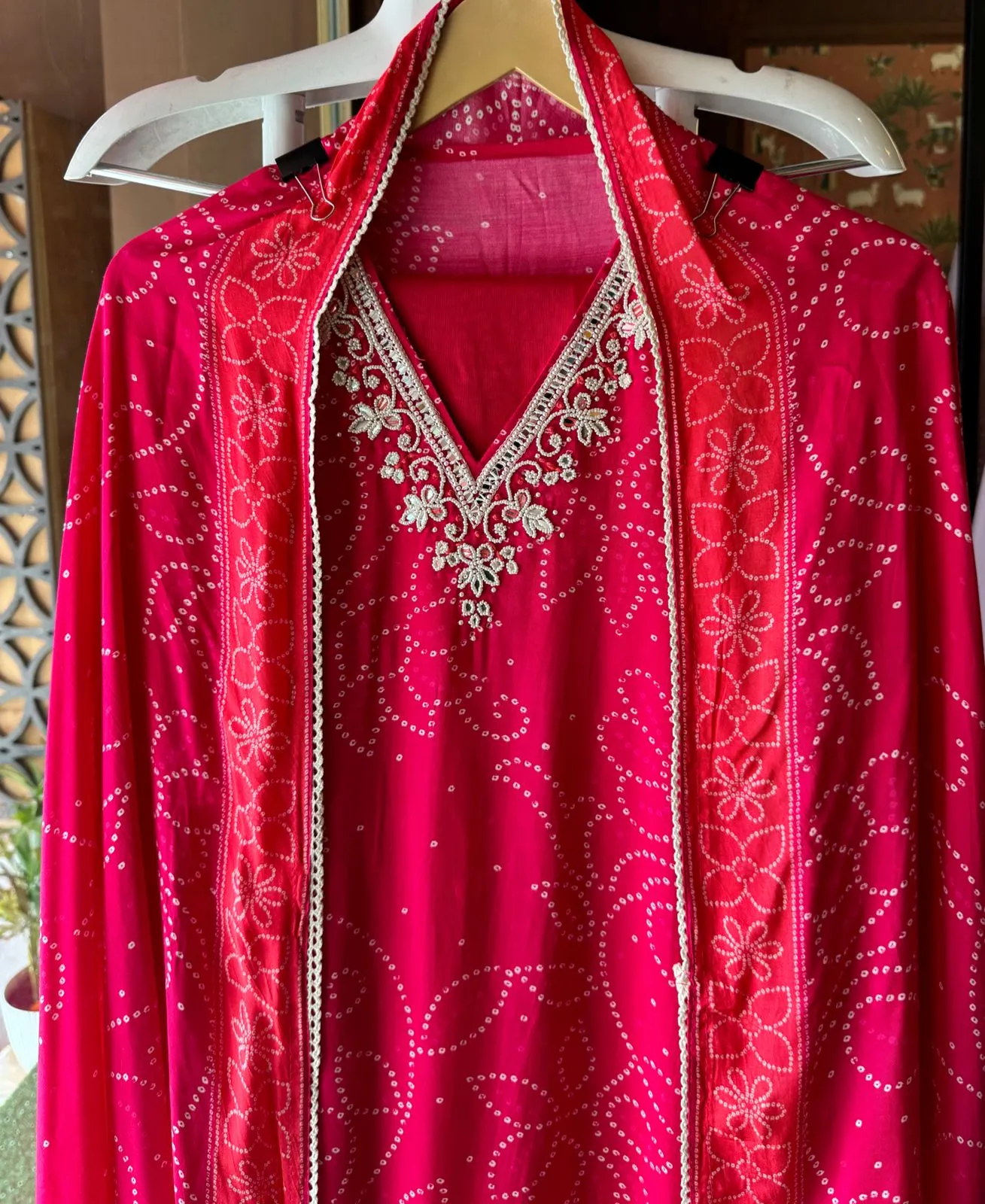 Soft muslin bandej printed Shirt ombre shaded with beautiful hand embroidered