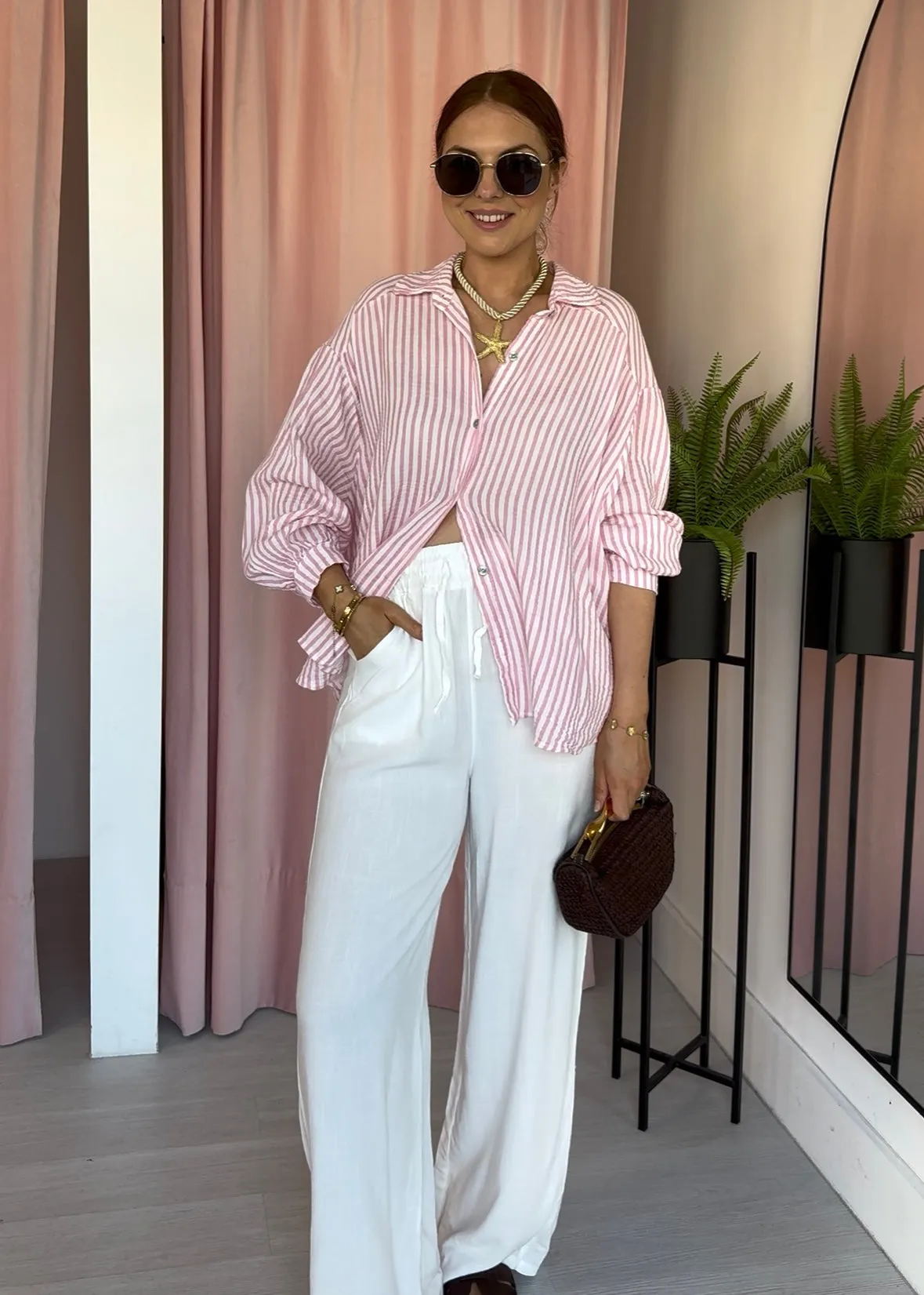 Stripe Cotton Shirt - Pink