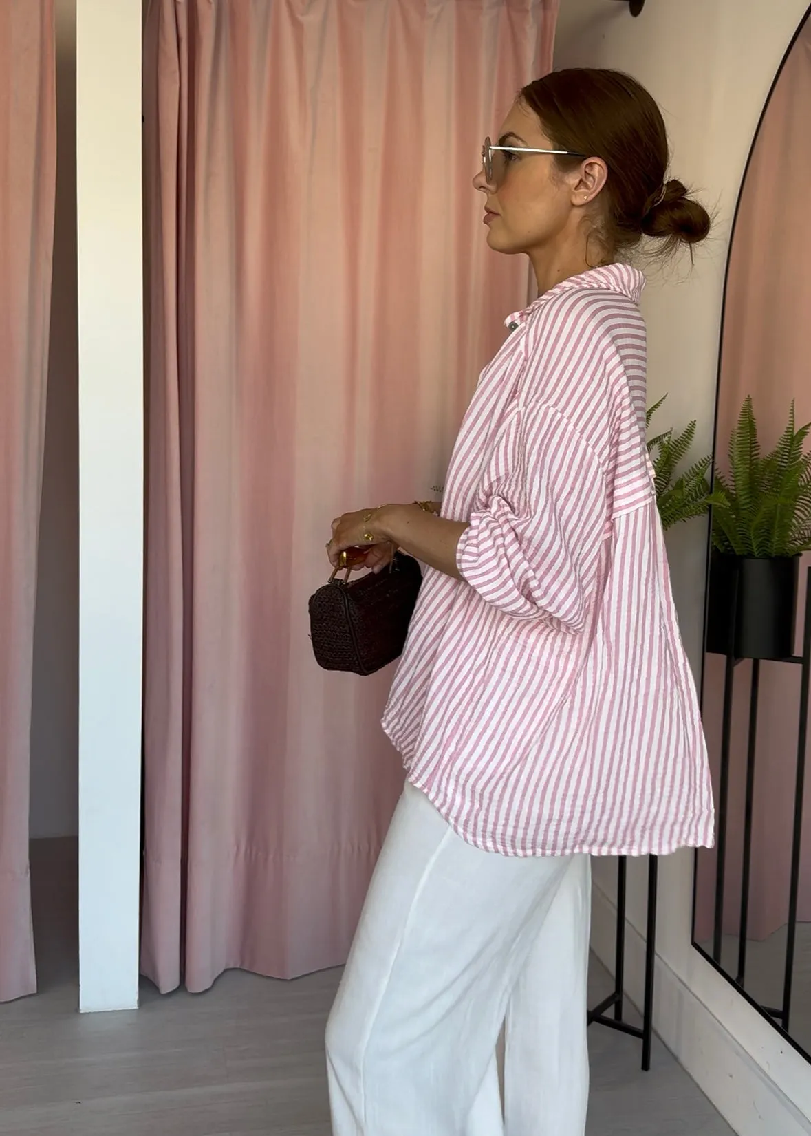 Stripe Cotton Shirt - Pink