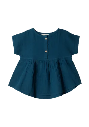 Tunic shirt Play of Colors Petrol-blue organic muslin