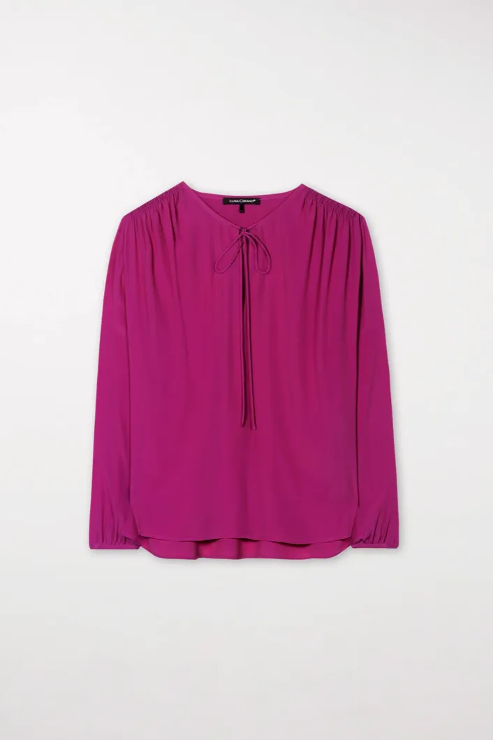 Ultra Pink Silk Blend Blouse