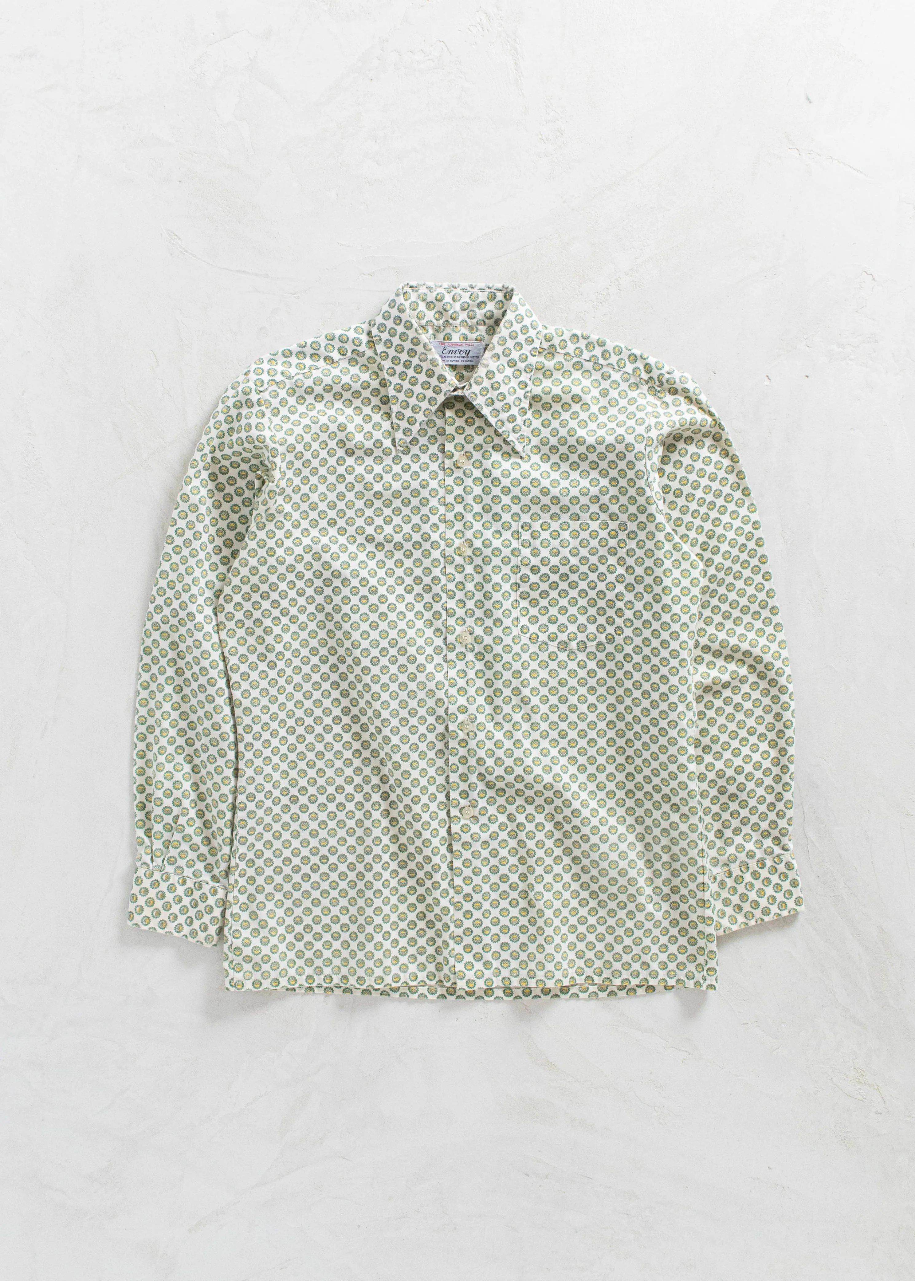 Vintage 1970s Long Sleeve Patterned Button Up Shirt Size S/M