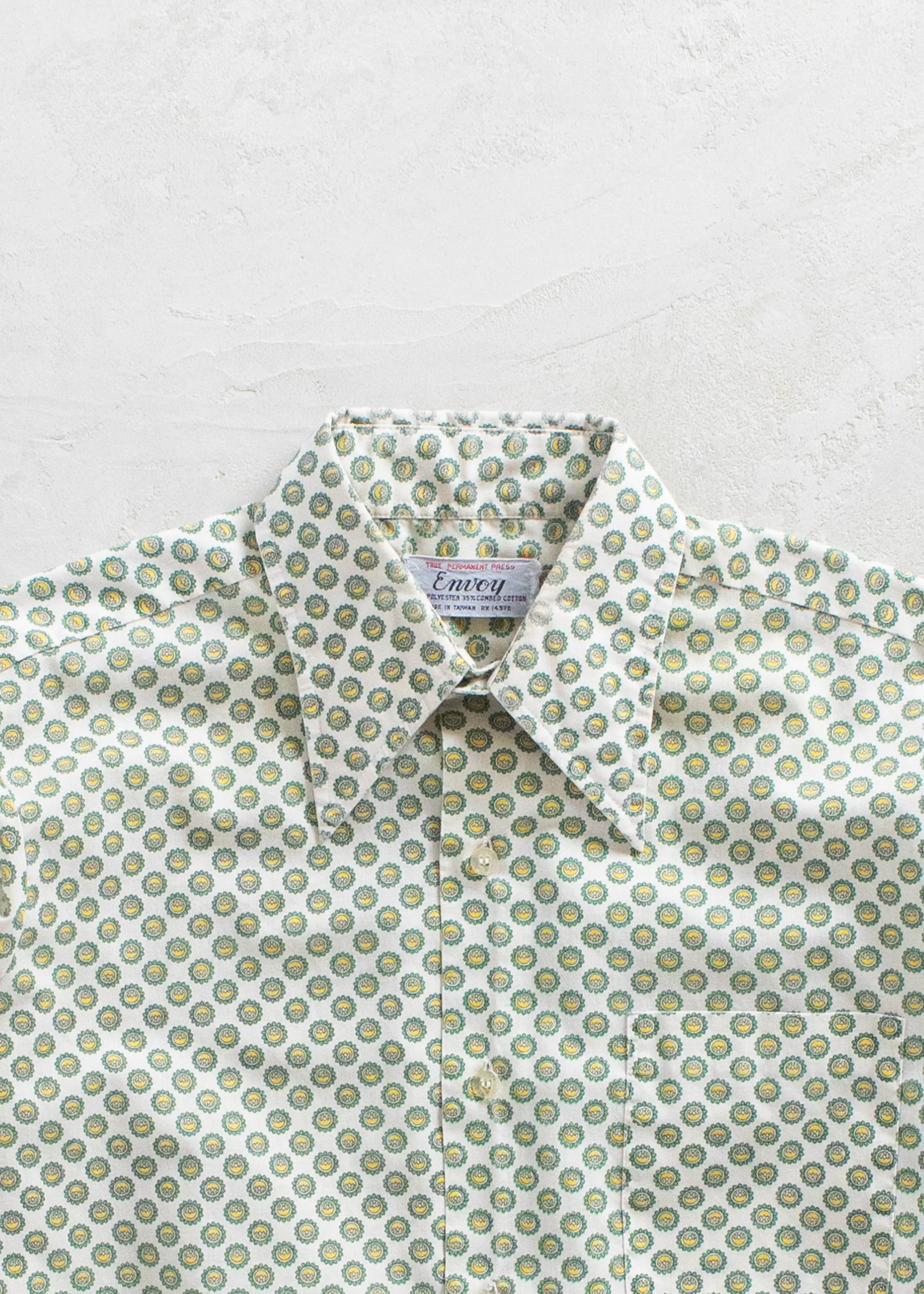 Vintage 1970s Long Sleeve Patterned Button Up Shirt Size S/M