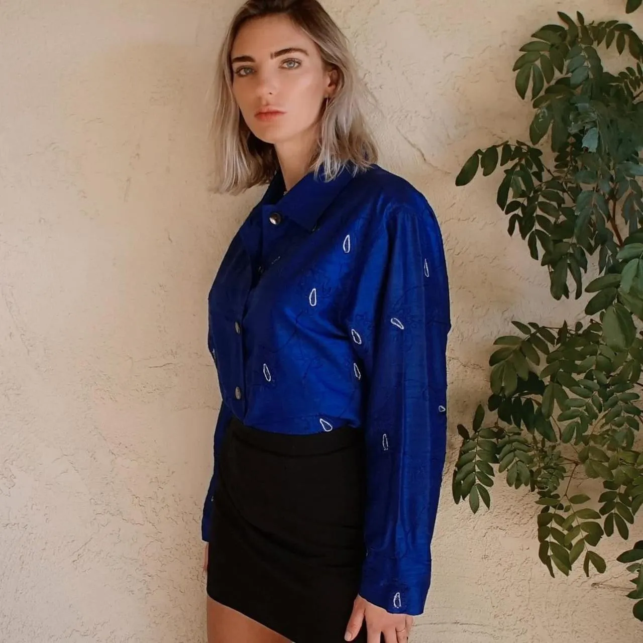 Vintage 90’s Embroidered Silk Blouse by Chico’s