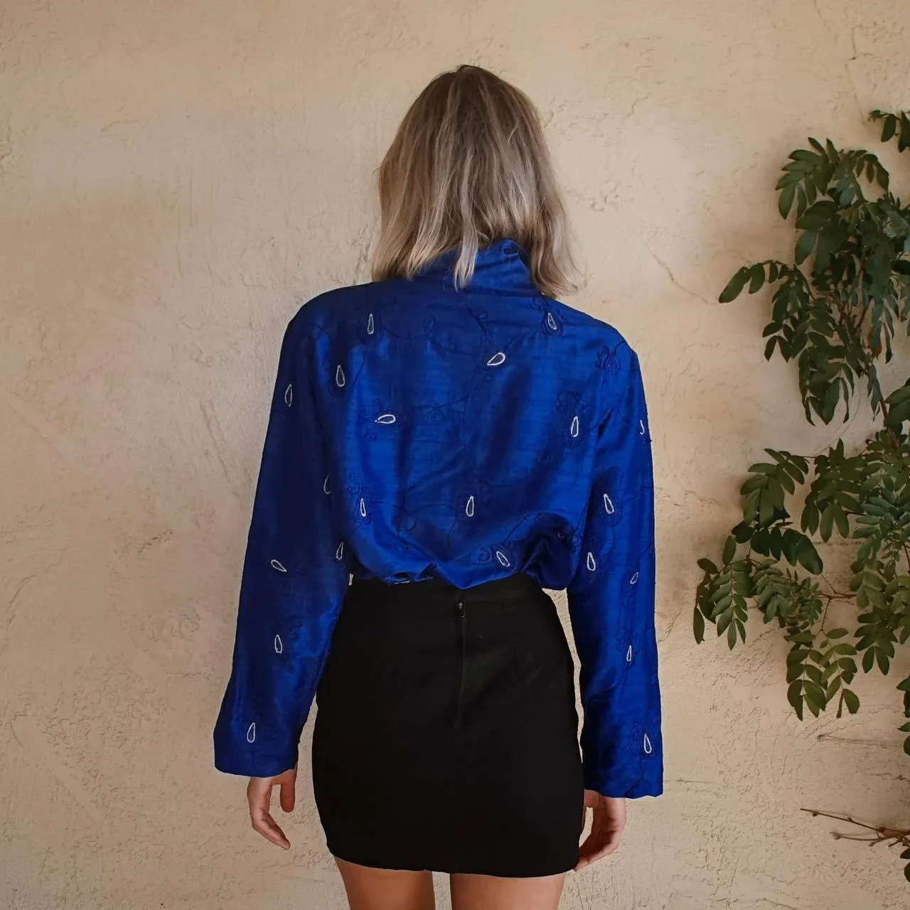Vintage 90’s Embroidered Silk Blouse by Chico’s