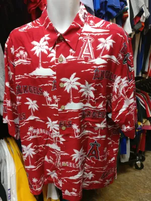 Vintage ANAHEIM ANGELS MLB Reyn Spooner Rayon Hawaiian Shirt XL