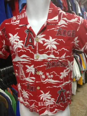 Vintage ANAHEIM ANGELS MLB Reyn Spooner Rayon Hawaiian Shirt YM