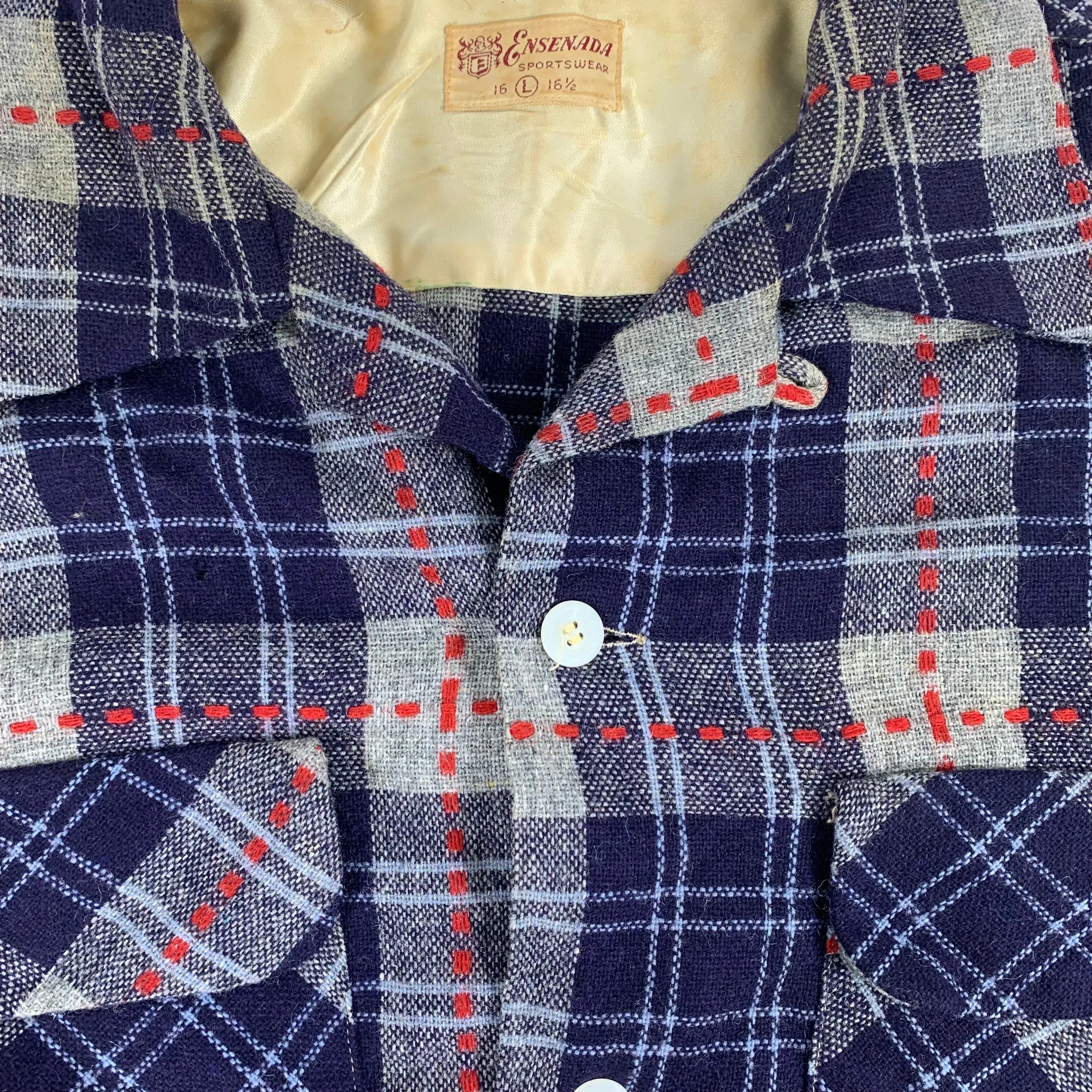 Vintage Ensenada Sportswear "Wool" Loop Collar Shirt