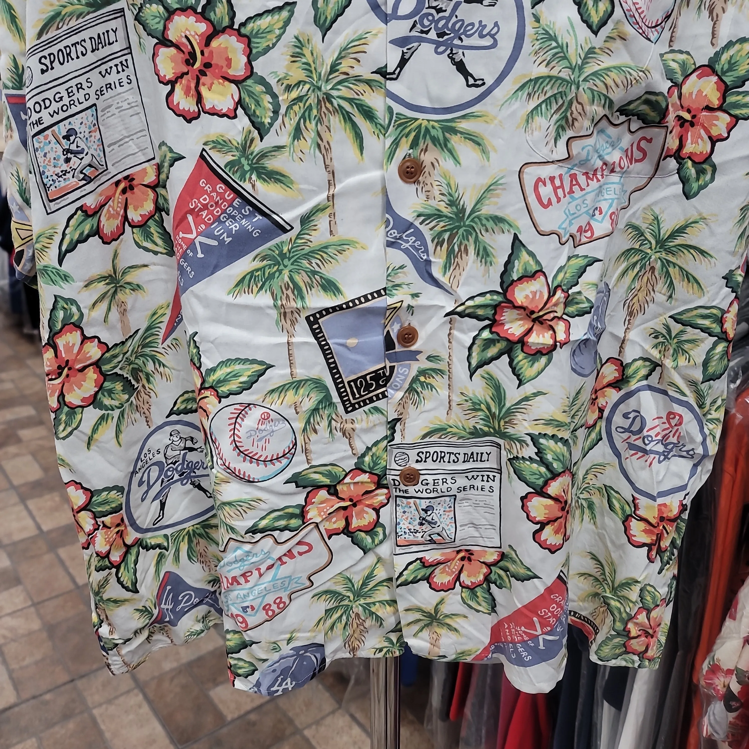 Vintage LOS ANGELES DODGERS MLB Reyn Spooner Rayon Hawaiian Shirt XL