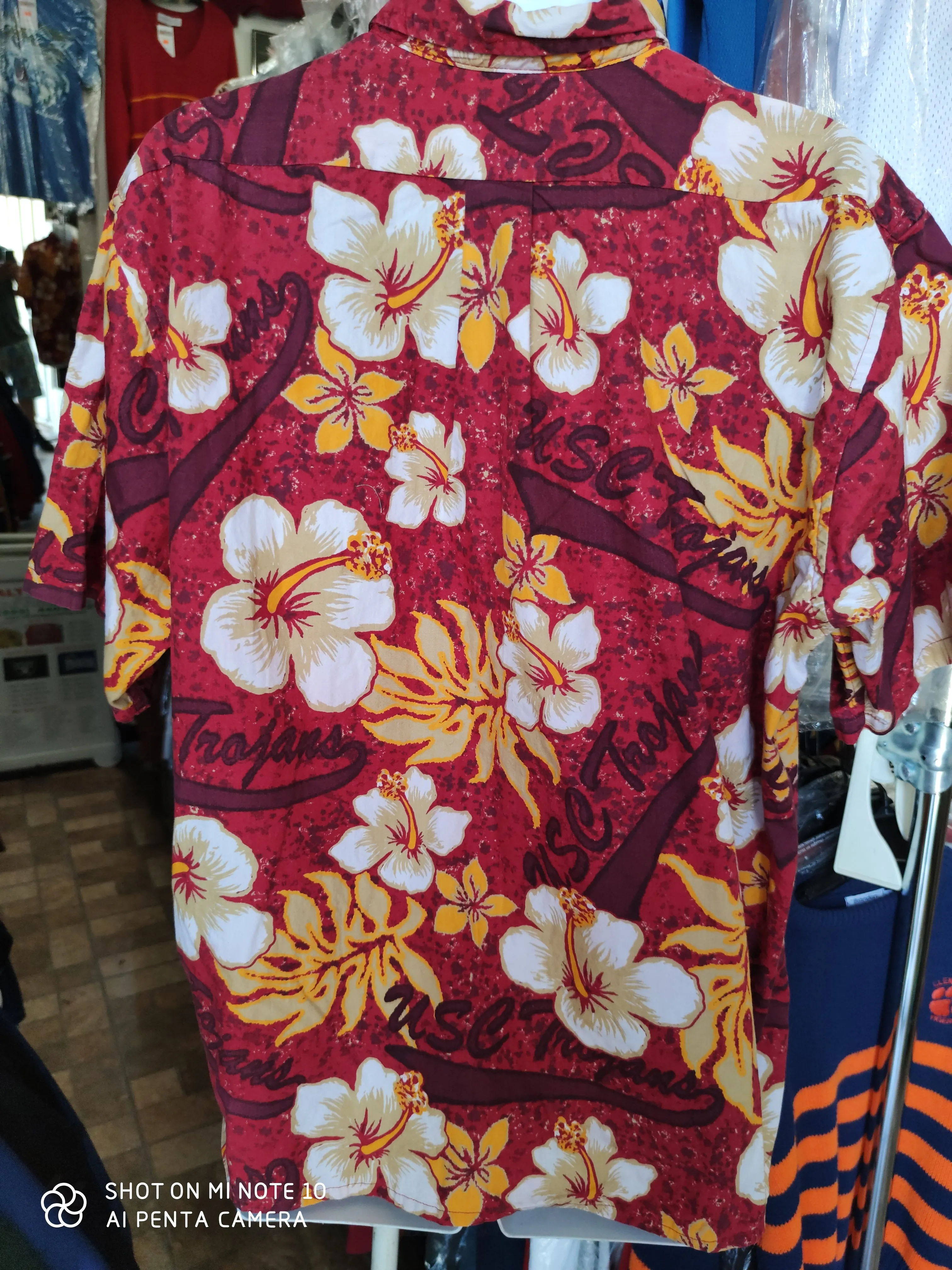 Vintage USC TROJANS NCAA SC Team Trojan Cotton Hawaiian Shirt 2XL