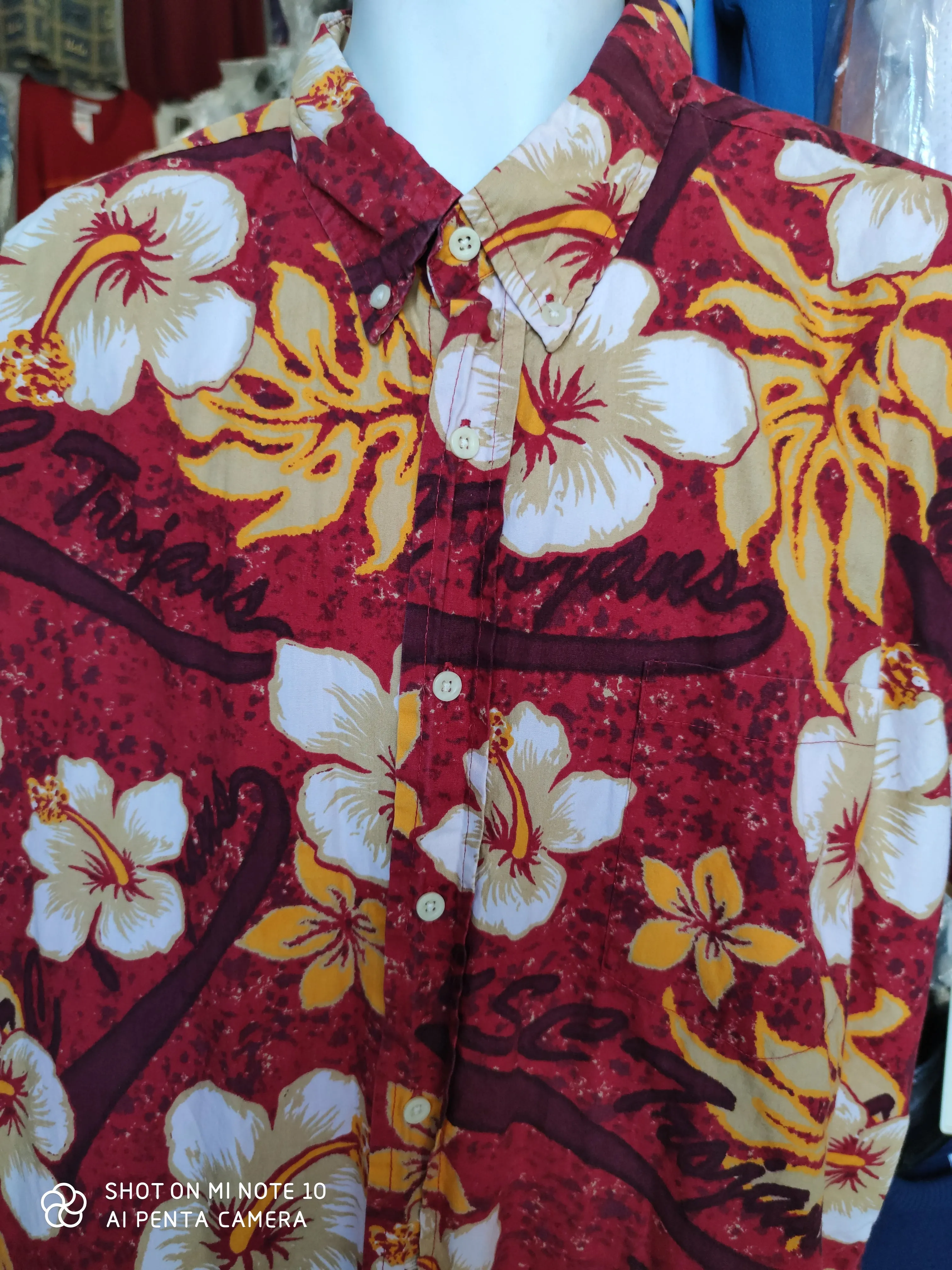 Vintage USC TROJANS NCAA SC Team Trojan Cotton Hawaiian Shirt 2XL