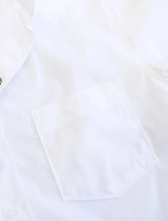 White Essential Long Sleeve Button-Up