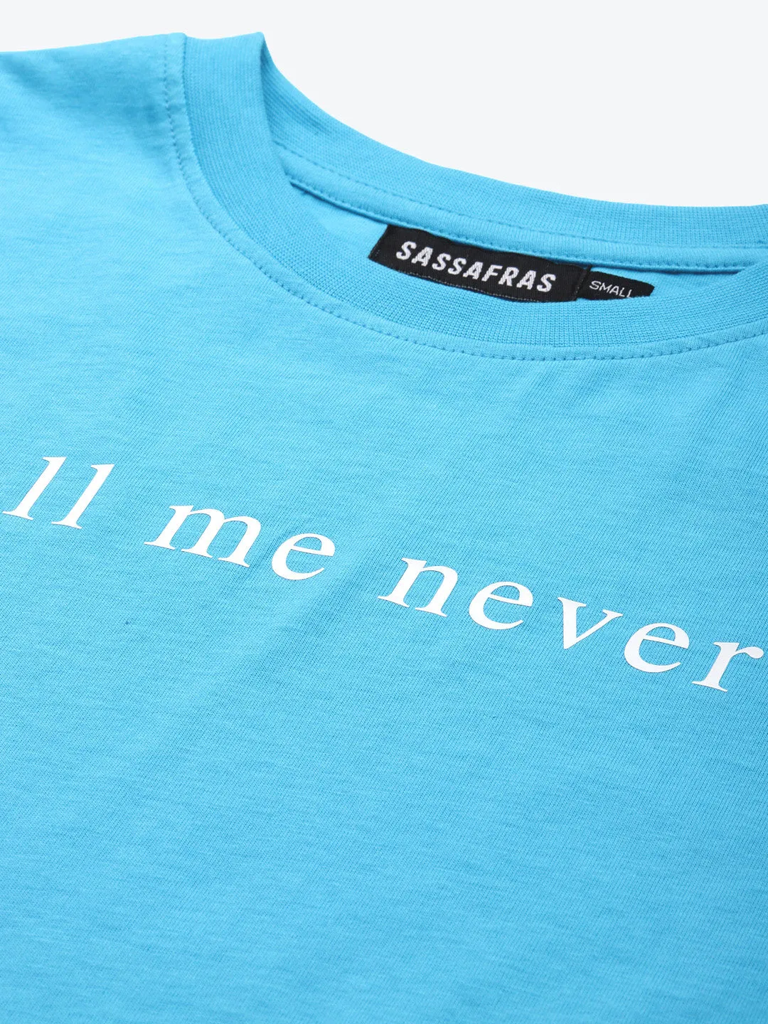Women Blue Call-Me-Never Crop Boxy T-Shirt