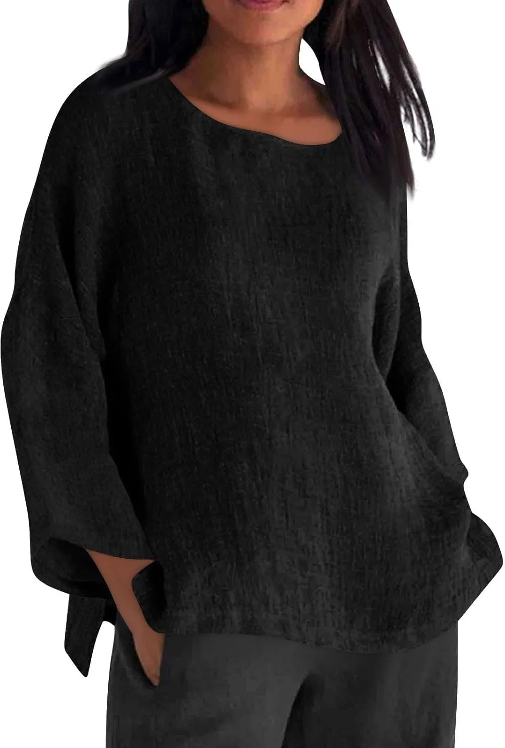 Women's Linen Short Sleeve Top - Breathable Summer Shirt for Women, Soft & Lightweight, Versatile Casual Beach Tee