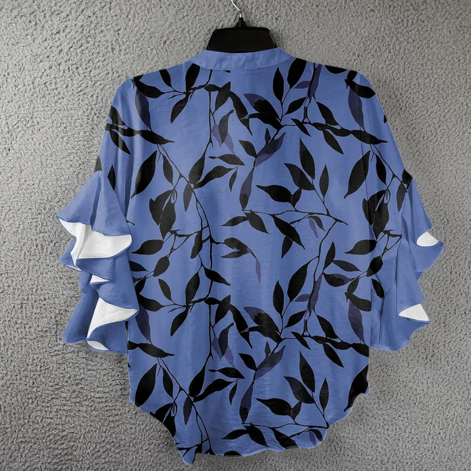 Womens Summer Tops 3/4 Length Sleeve Shirts for Women Plus Size Ruffle Sleeve V Neck Button Down Floral Tunic Tops
