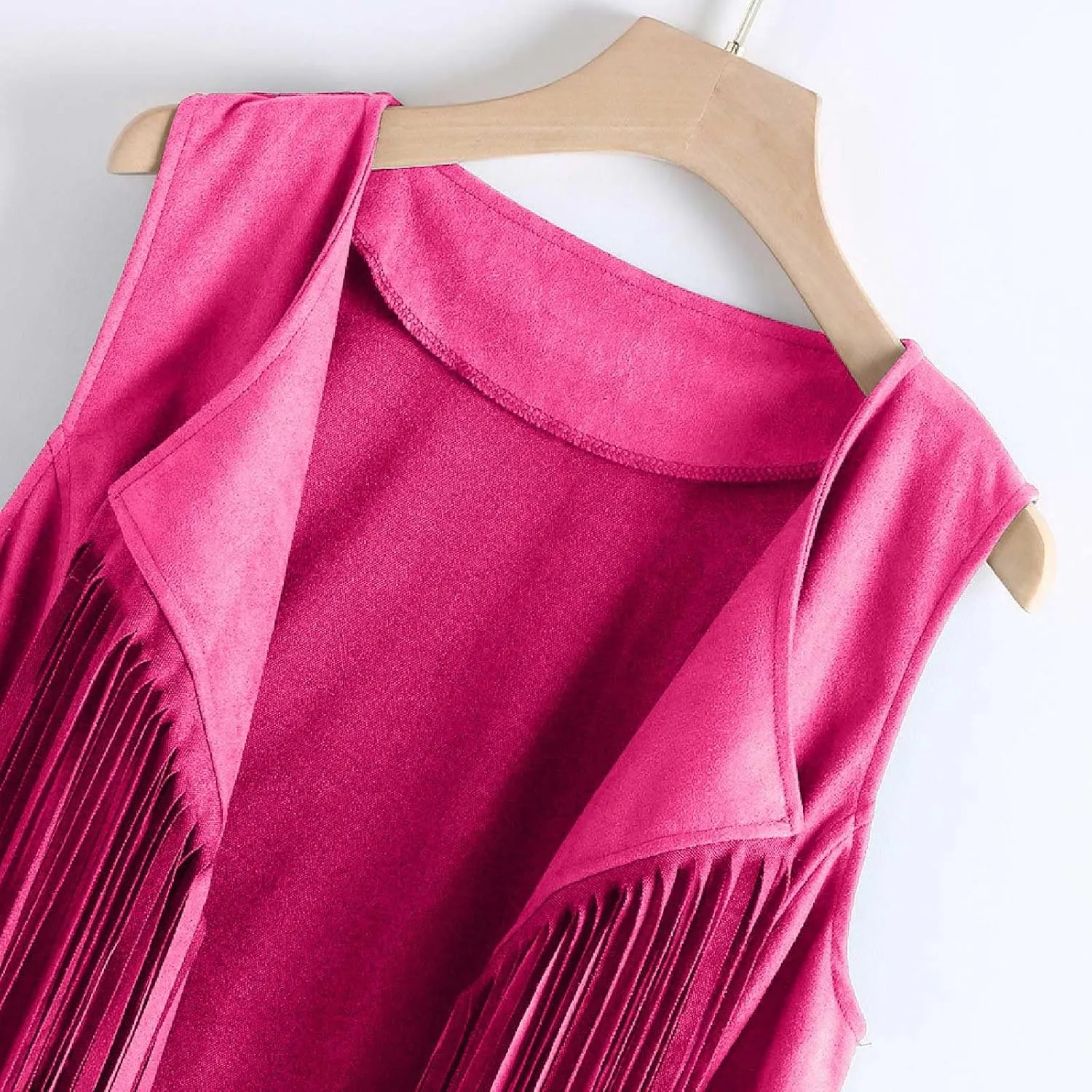 Womens Vintage Western Fringe Vest Tops Classic Suede Leather 70s Cowboy Shirt Sleeveless Tassel Cardigan Coat